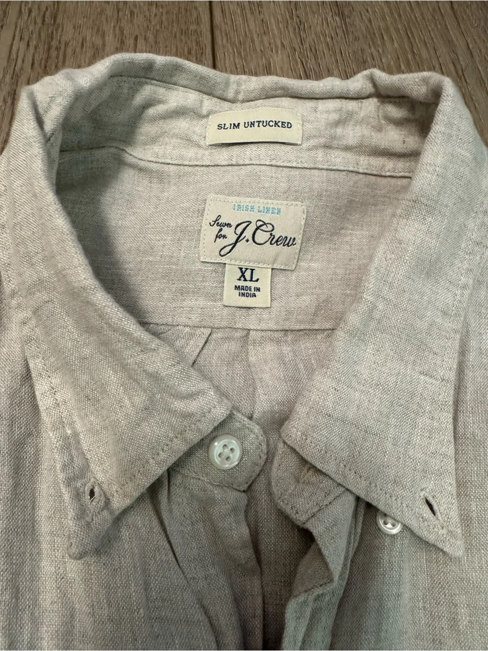 J. Crew Men's Light Gray Linen Button-Down Shirt